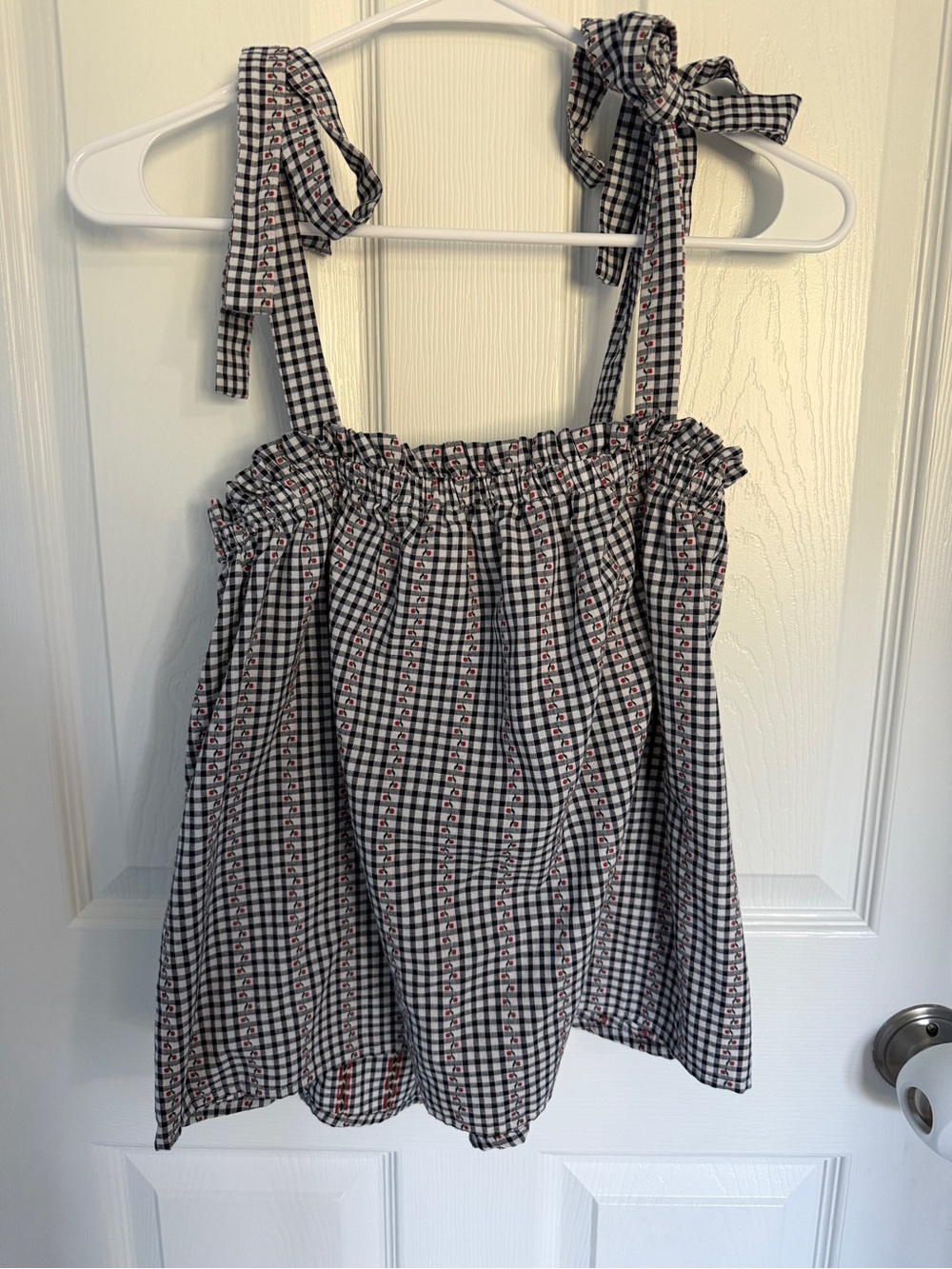 Wishlist Gingham Tie Strap Cherry Tank
